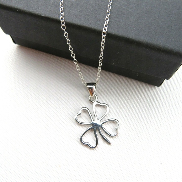 Jewelry - NEW- Sterling Silver 4 Leaf Clover Charm Necklace